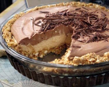 no-bake cream cheese peanut butter pie with chocolate whipped cream