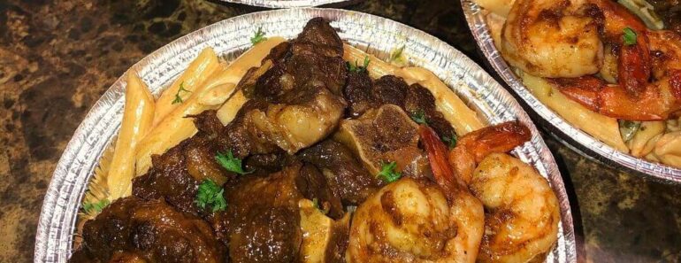 oxtail & jerk shrimp rasta pasta